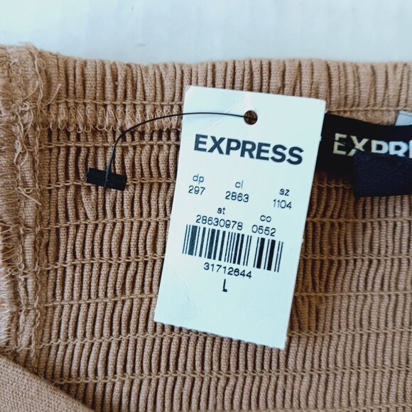 Express Women's Tan Linen Blend Tie Front Tube Top Sizes XS, L - Picture 3 of 5